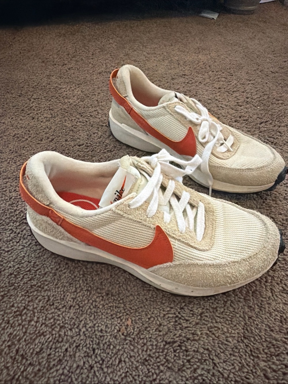 Nike Women's Cream and Orange Low-Profile Sneaker